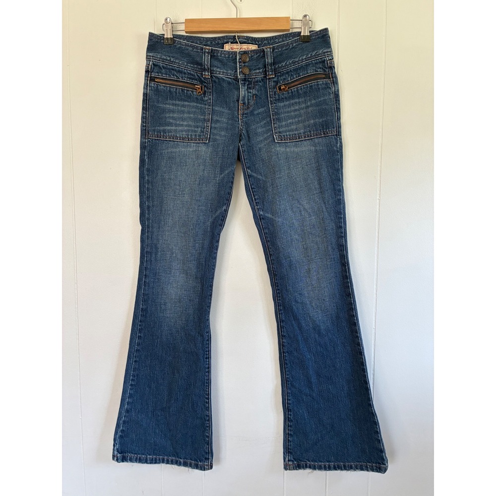 Y2K Abercrombie & Fitch Vintage Low Rise Flare Zipper Pocket Jeans Blue Size 4